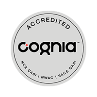 Cognia Accredited logo with acronyms.