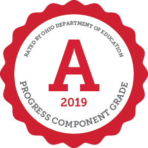 Seal with a large red letter A and text.